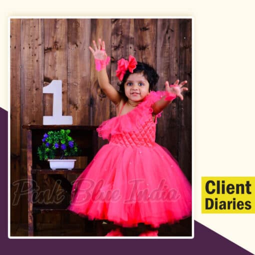 Kids Pink Color Birthday Gown (1- 16 years old) Baby Girl