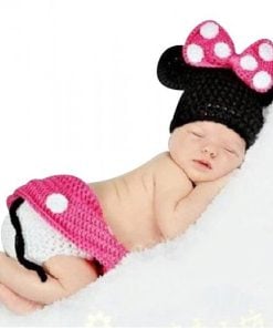 Pink and Black Newborn Diaper Cover and Hat Set