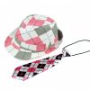 Baby Pink and Grey Checks Kids Fedora Hat with Matching Tie