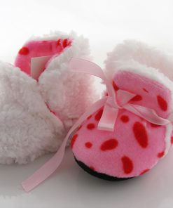 Buy Online Pink and Red Patterned Furry Baby Wool Shoes in India