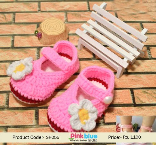 pink baby flower shoes