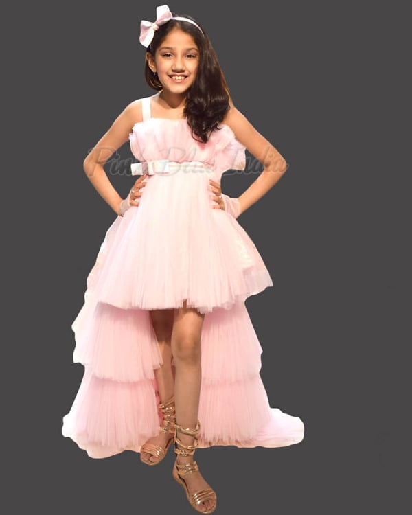 Baby Girl Pink Birthday Party Dress, princess tail Dress online India