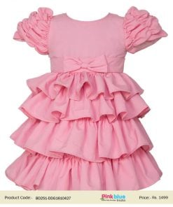 Buy Little Girl Bow Layered Special Occasion Dress Pink