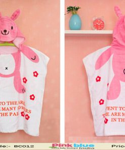 Kids Designer Baby Hooded Beach Towels Spa Robe Pink Bunny