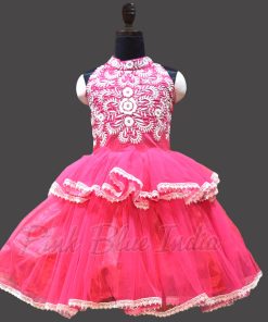 Kids Baby Girl Pink Color Halter Neck Party Dress