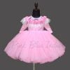 Girls Pink Feather Dress - Feather Lace Gown, Couture Birthday Party Dress