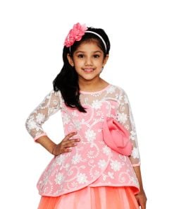 Floor Length Flower Girl Dress Pink Designer Long Sleeves Party Wear Dress