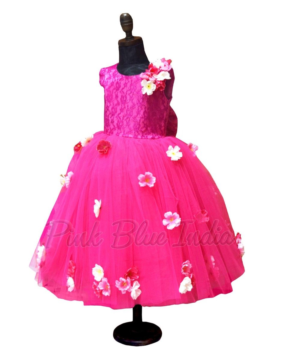 Pink Designer Ruffle Gown Dress for Women, Party Wear Dress, Dress for