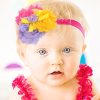 Pink Hair Band for Infant Girls with Three Beautiful Flowers and a Bow