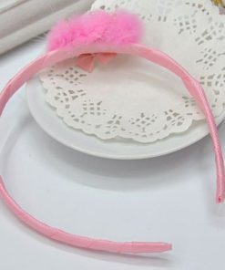 Pink Hair Band with Fur, Bow and Tiara Setting for Indian Girls