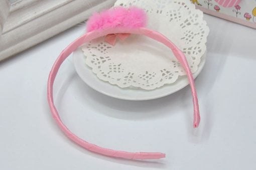 Pink Hair Band with Fur, Bow and Tiara Setting for Indian Girls