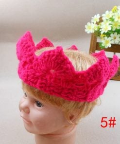 Stylish Deep Pink Handmade Crown Hat Crochet Baby Photography Prop