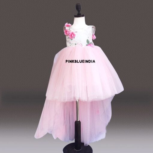 Girls Pink High Low Tulle Party Dress, Kids High-Low Dress