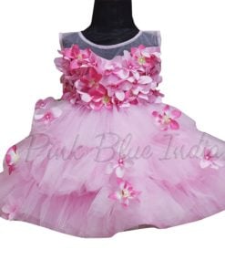 Pink Birthday Frock, Pink Dress, pink flower girl dress