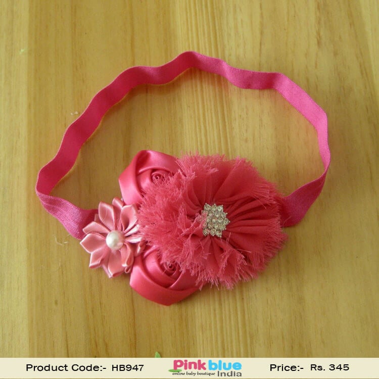 Pink Partywear Flower Hair Band