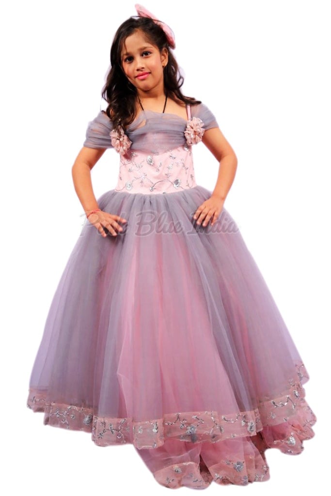Kids Embroidered Purple Party Wear Gown Age Group: 2-12 Years at Best Price  in Faridabad | Toy Balloon Fashion Private Limited