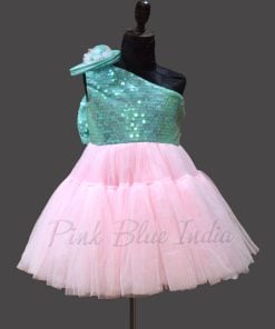 Pink Sequin Party Wear One Shoulder Gown Online