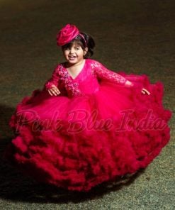 Ruffle Dress, Pink Party Wear Heavy Ruffle Gown