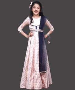Pink Gown, Pink Silk Party Wear Long Gown with Dupatta