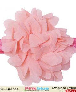 Gorgeous Smart Pink Strap Infant Headband with Pastel Peach Flower