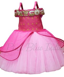 Pink Wings Girls Party Wear Dress, Birthday Dress, Princess Frock