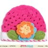 pink crochet baby cap
