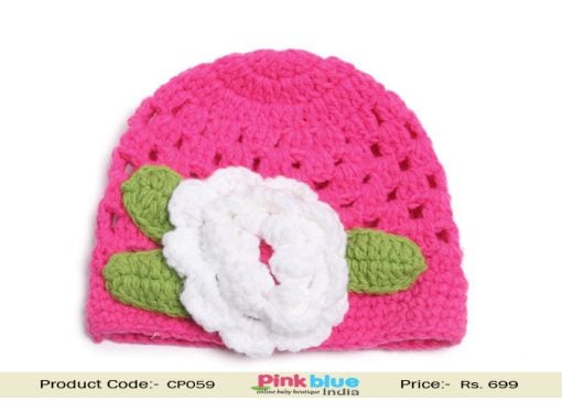 pink baby woolen cap