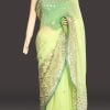 Pista Green Heavy Pallu Indian Evening Saree Designs for Engagement