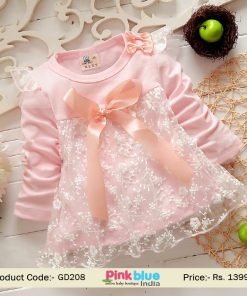 peach infant party dress