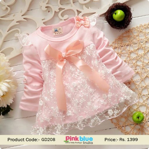 peach infant party dress
