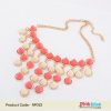 Posh Necklace Studded with Stones in Peach Orange and Off White Color for Ladies