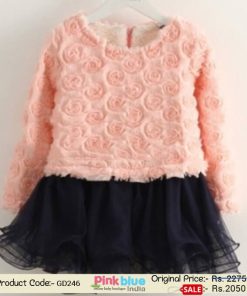 Kids and Toddler Girls Birthday Party Dress Peach and Black