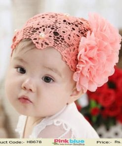 Peach Crochet Flower Headband for Little  Princess
