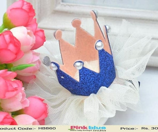 Pretty Blue Crown Hair Clip for Girls