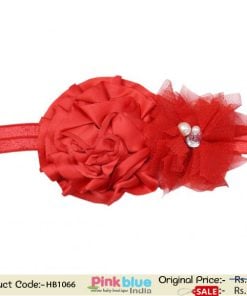 Buy Online Pretty Red Hair Band for Cute Girls with Flowers