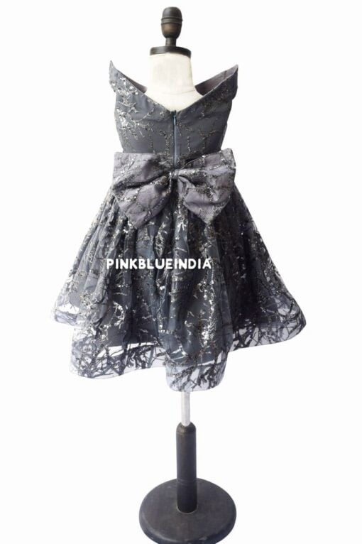 Silver & Gray Flower Girl Dress – Age 1 – 12Y Party wear Dress