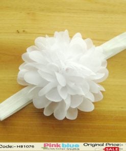 Shop Online Pretty White Hair Band with a Beautiful Flower for Girls