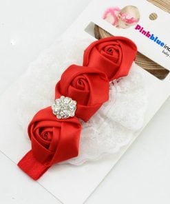 Shop Online Princess Baby Headband with Three Red Roses and White Net