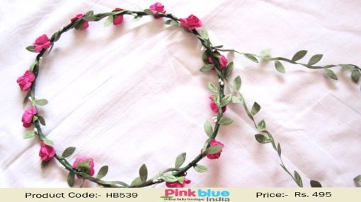 Princess Baby Tiara Style Headband with Pink Roses