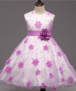 Princess Baby Girl Partywear Ball Gown Prom Lavender Flower Dress