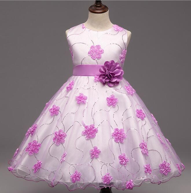 Princess Baby Girl Partywear Ball Gown Prom Lavender Flower Dress