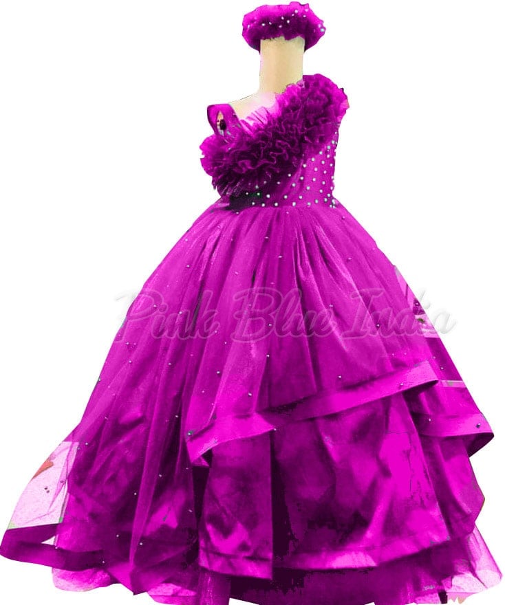 Sugar Kayne C305 Size 8, 12 Barbie Pink Ruffled Layers Girls Preteens –  Glass Slipper Formals