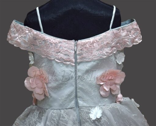 Princess Grey Flower Girl Gown Dress - Birthday Party Wear