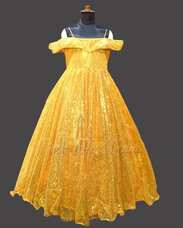 Princess Golden Dress for Baby Girls Birthday, Wedding Party Sequin Gown