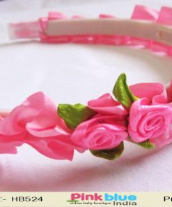 Princess Style Pink Infant Headband with Roses Flower