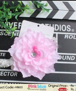 Shop Online Princess Style White Infant Headband with Baby Pink Flower
