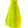 Special Occasion Princess Yellow Long Net and Crepe Gown