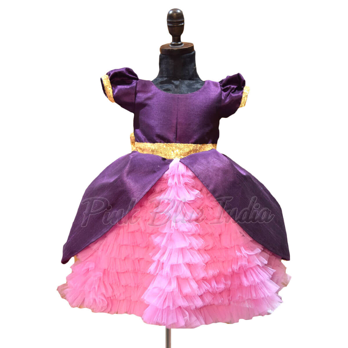 Girls Purple and Lilac Layered Party Wear Gown Online