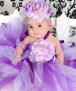 Purple Tulle Fluffy Newborn Baby Girl Tutu Dress