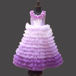 Kid Girl Purple Ombre Layered Couture Party Wear Gown Online